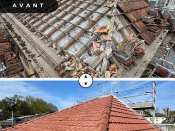 Toiture rénovée vue aérienne — Hérault